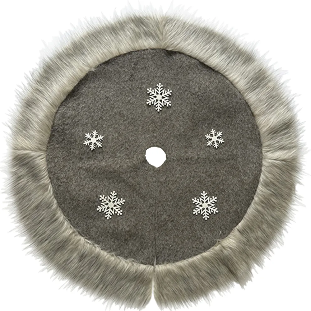 Sale Christmas Forever TREE SKIRT 39.5″ FAUX FUR BROWN W/ SNOWFLAKE
