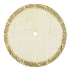 Discount Christmas Forever TREE SKIRT 48″ IVORY CABLE KNIT W/ FAUX FUR BORDER