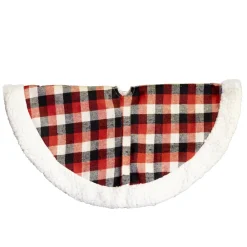 Best Christmas Forever TREE SKIRT 20″ MINI RED/ BLACK / WHITE PLAID W/SHERPA BORDER