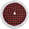 Outlet Christmas Forever TREE SKIRT 20″ MINI RED/ BLACK CHECK W/ SHERPA BORDER