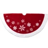 Hot Christmas Forever TREE SKIRT 48″ RED VELVET SNOWFLAKE DESIGN W/ WHITE FUR BORDER