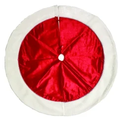 Best Christmas Forever TREE SKIRT 46″ RED VELVET W/ FAUX FUR BORDER