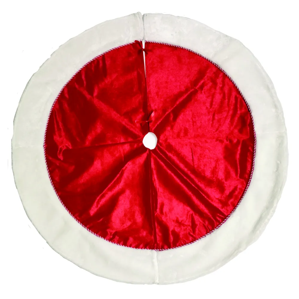 Best Christmas Forever TREE SKIRT 46″ RED VELVET W/ FAUX FUR BORDER