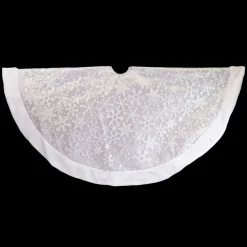 Online Christmas Forever TREE SKIRT 48″ SILVER GLITTER ON SHEER ORGANZA W/FUR BORDER