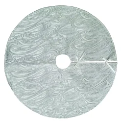 Outlet Christmas Forever TREE SKIRT 46″ SILVER/ WHITE 46″ W/ WAVE DESIGN