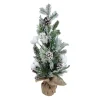 Best Christmas Forever TREE TABLETOP 24″ FLOCKED MIXED PINE W/ PINE CONES AND WHITE SNOW BALLS