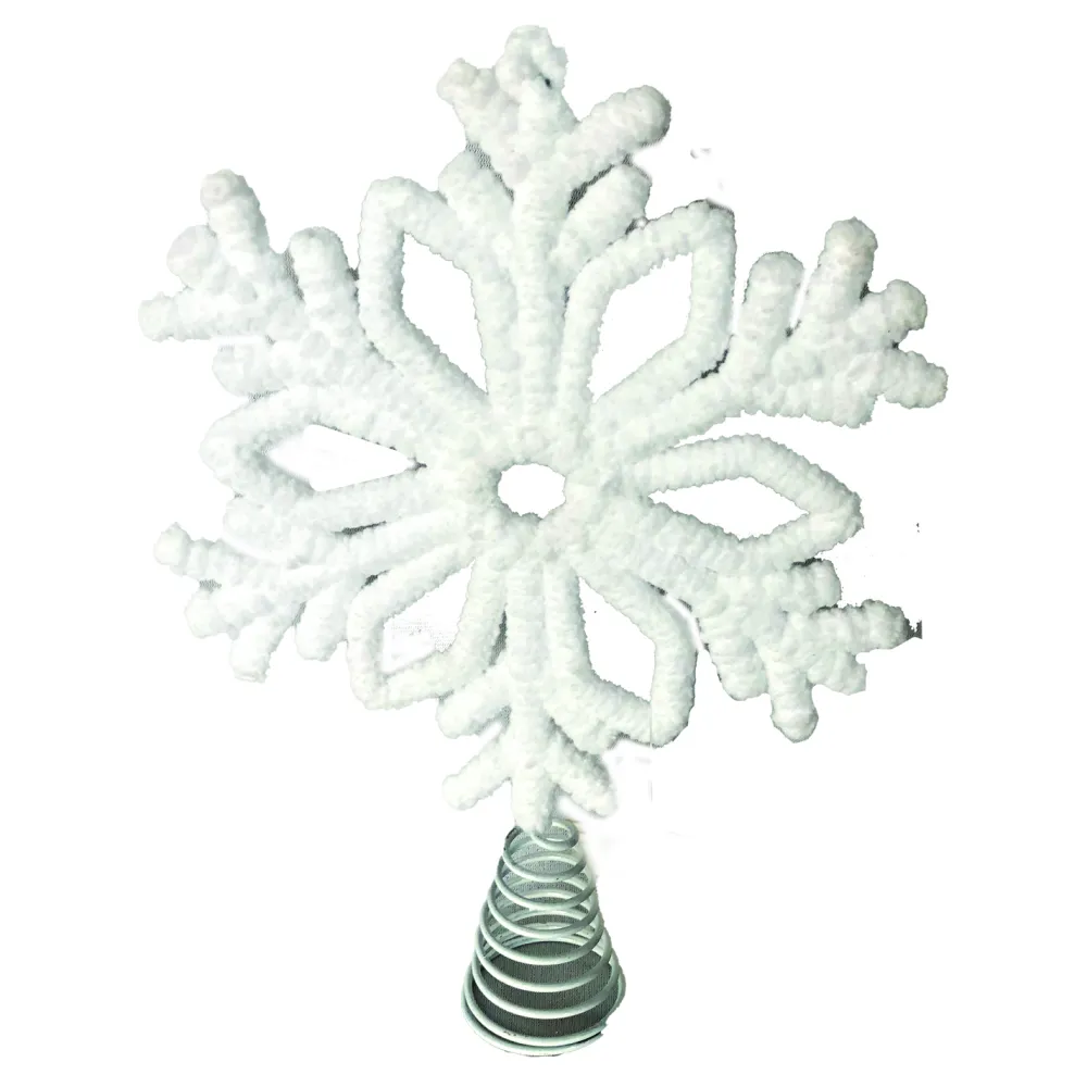 Best Christmas Forever TREE TOP SNOWFLAKE WHITE FLOCKING 10″