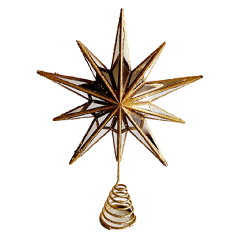 Outlet Christmas Forever TREE TOP STAR GOLD 12″ HALF CONVEX MIRROR WITH GLITTER