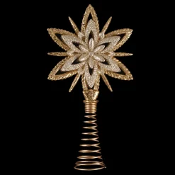 Hot Christmas Forever TREE TOP STAR GOLD GLITTER 7.5″ GOLD SPANGLE 3D