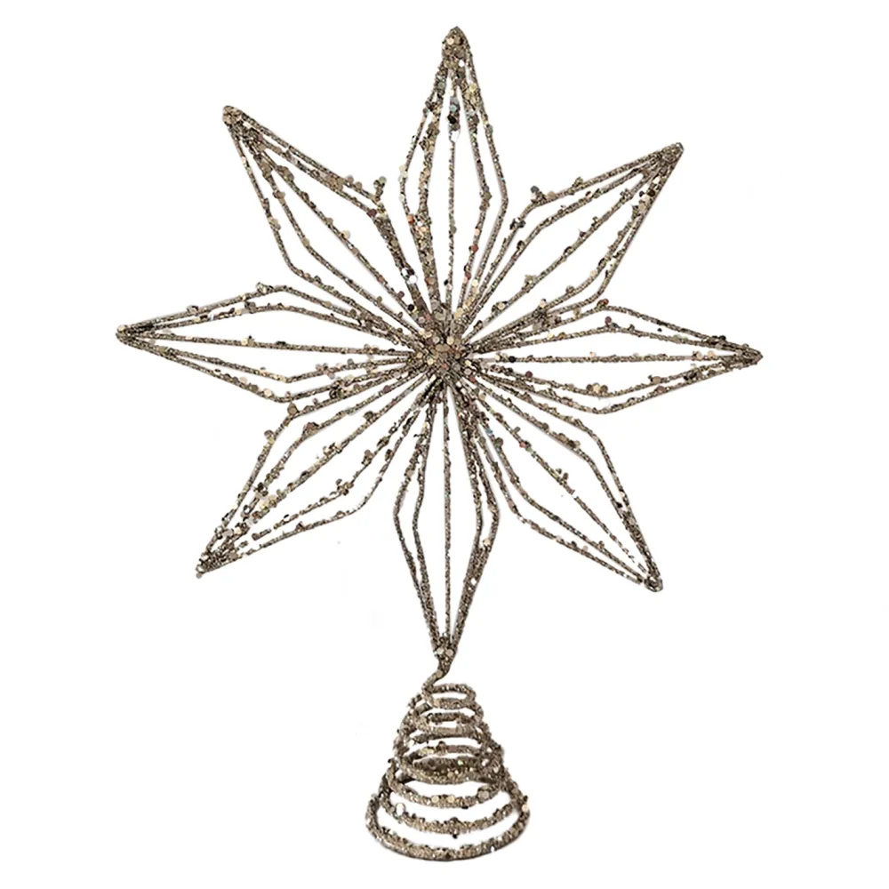 Clearance Christmas Forever TREE TOP STAR GOLD GLITTER 10”