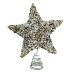 Discount Christmas Forever TREE TOP STAR NATURAL ROPE 12″ W/ SNOW FROSTING