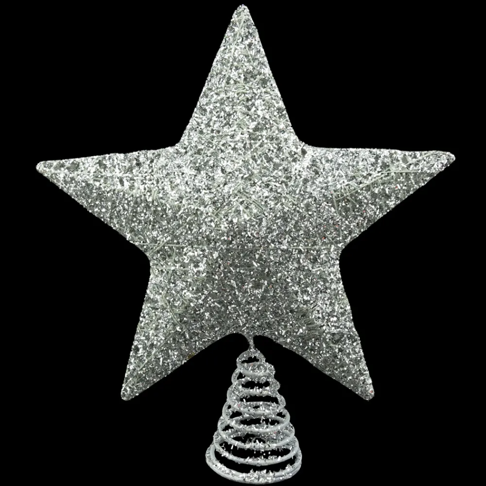 Outlet Christmas Forever TREE TOP STAR SILVER GLITTER 12″