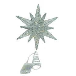 Christmas Forever TREE TOP STAR SILVER GLITTER 10″x14″ 3D W/ LED LIGHTS B/O