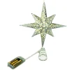 Clearance Christmas Forever TREE TOP STAR SILVER METAL 11.5″ WITH LED LIGHTS B/O
