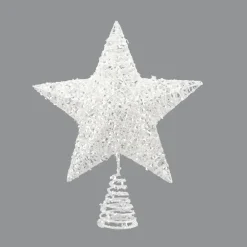 Discount Christmas Forever TREE TOP STAR WHITE/SILVER GLITTER 10″X 12″