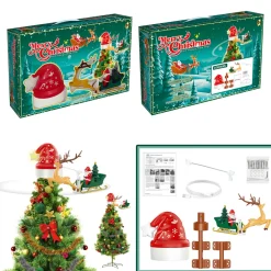 Online Christmas Forever TREE TOPPER – ROTATING SLEIGH 7PCS W/MOVEMENT, LIGHTS & MUSIC B/O 15″x8.5″x11.5″