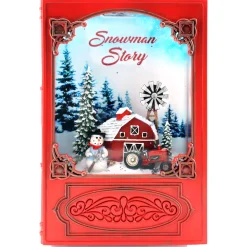Best Christmas Forever WATER GLOBE BOOK 7.5″X5.125″X2.75″ SNOWMAN & BARN SCENE W/ LED B/O