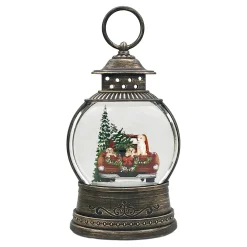 Best Christmas Forever WATER GLOBE DOGS ON A TRUCK TRUNK 8″ W/ GLITTER SPINNER, LED LIGHT, B/O