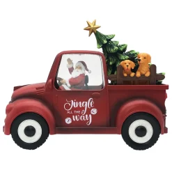 Discount Christmas Forever WATER GLOBE TRUCK AUTO SPINNER WITH SANTA & TREE IN SWIRL GLITTER LED 8.5 X 4.5