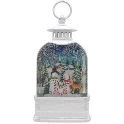 Online Christmas Forever WATER LANTERN AUTO SPINNER WITH SNOWMAN & JOY CANDY CANE IN SWIRL GLITTER LED 9.5″