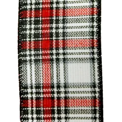 Sale Christmas Forever WIRED RIBBON 2.5″X10 YDS BLACK/ WHITE/ RED PLAID