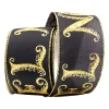 New Christmas Forever WIRED RIBBON 2.5″x10 YDS. BLACK W/ GOLD “NOEL”
