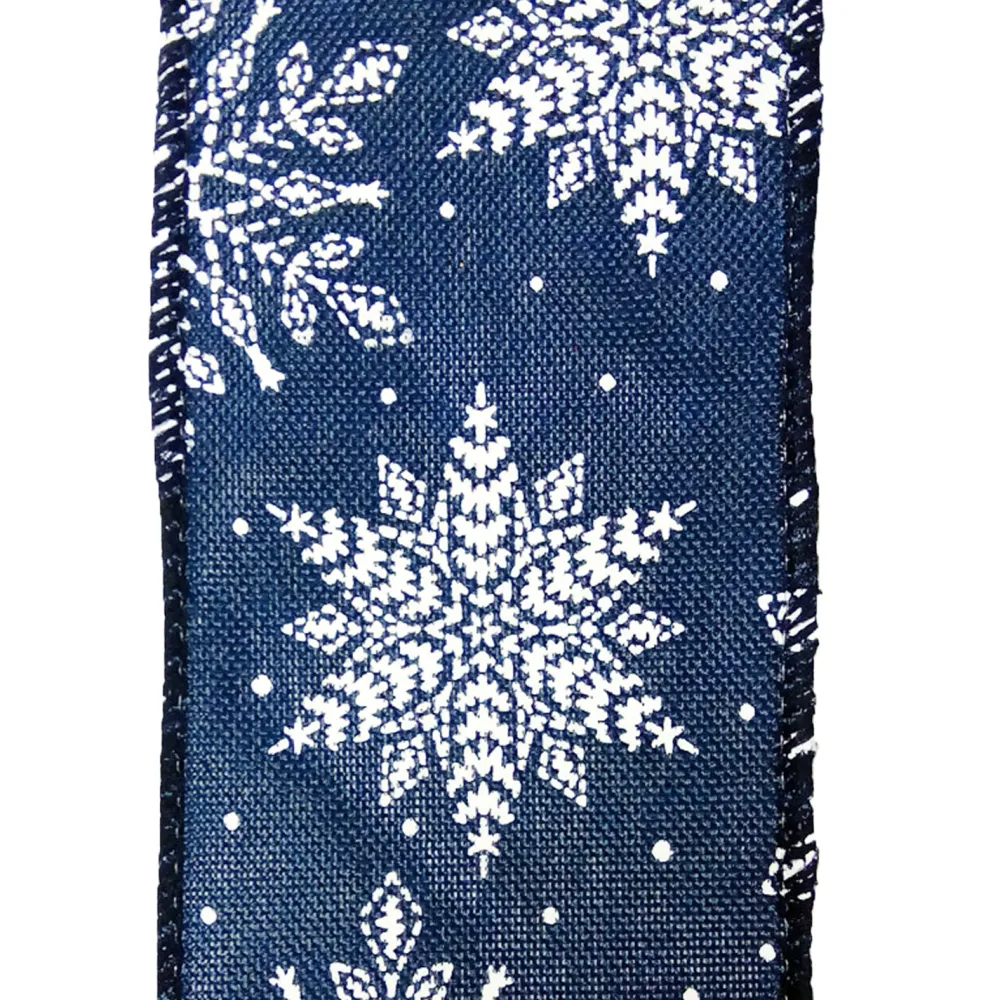 Best Christmas Forever WIRED RIBBON 2.5″X10 YDS BLUE W/ WHITE SNOWFLAKES