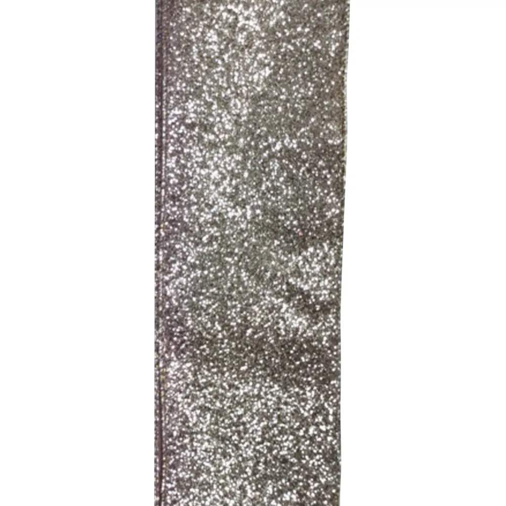 Sale Christmas Forever WIRED RIBBON 2.5″x10 YDS. CHAMPANGE W/ GLITTER