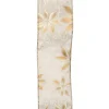 Hot Christmas Forever WIRED RIBBON 2.5″X10 YDS IVORY W/ GOLD HOLIDAY POINSETTIA