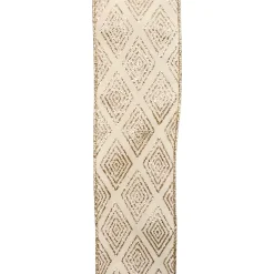 Online Christmas Forever WIRED RIBBON 2.5″X10 YDS IVORY W/ GOLD GLITTER DIAMOND PATTERN