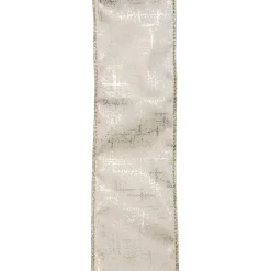 Outlet Christmas Forever WIRED RIBBON 2.5″X10 YDS IVORY W/ GOLD PRINT CRISS-CROSS PATTERN