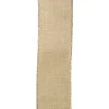 Sale Christmas Forever WIRED RIBBON 2.5″X10 YDS NATURAL W/GOLD GLITTER CRISS-CROSS PATTERN