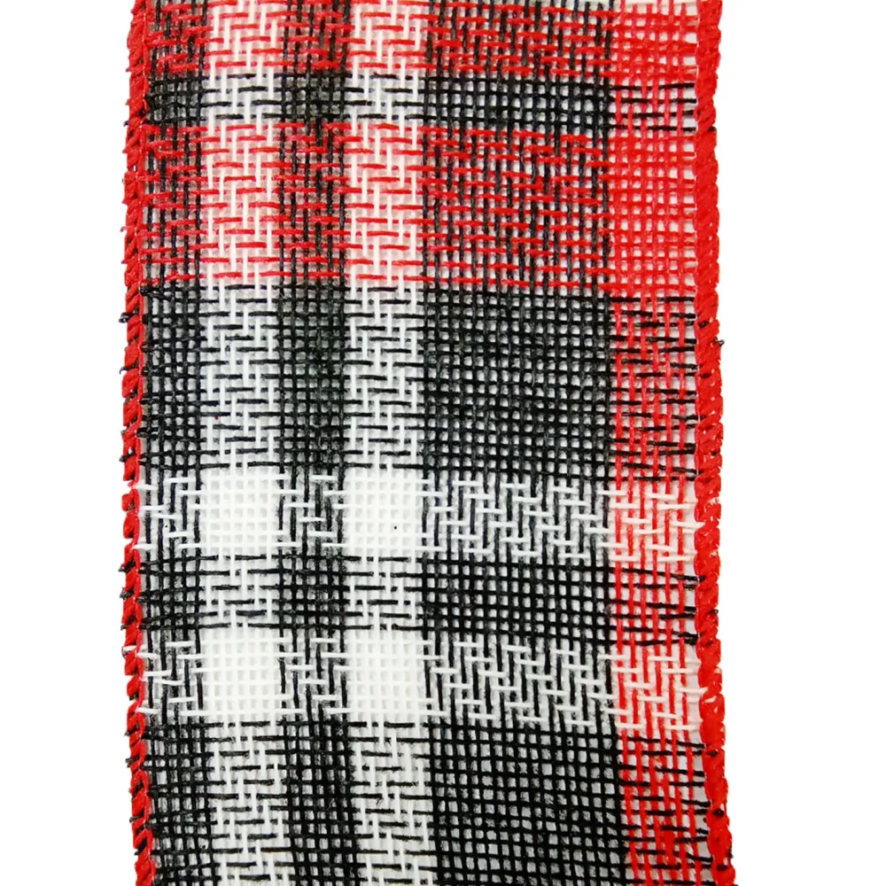 Clearance Christmas Forever WIRED RIBBON 2.5″X10 YDS RED/ BLACK/ WHITE PLAID