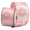 Outlet Christmas Forever WIRED RIBBON 2.5″x10 YDS. ROSE GOLD W/ ROSE GOLD SNOWFLAKES