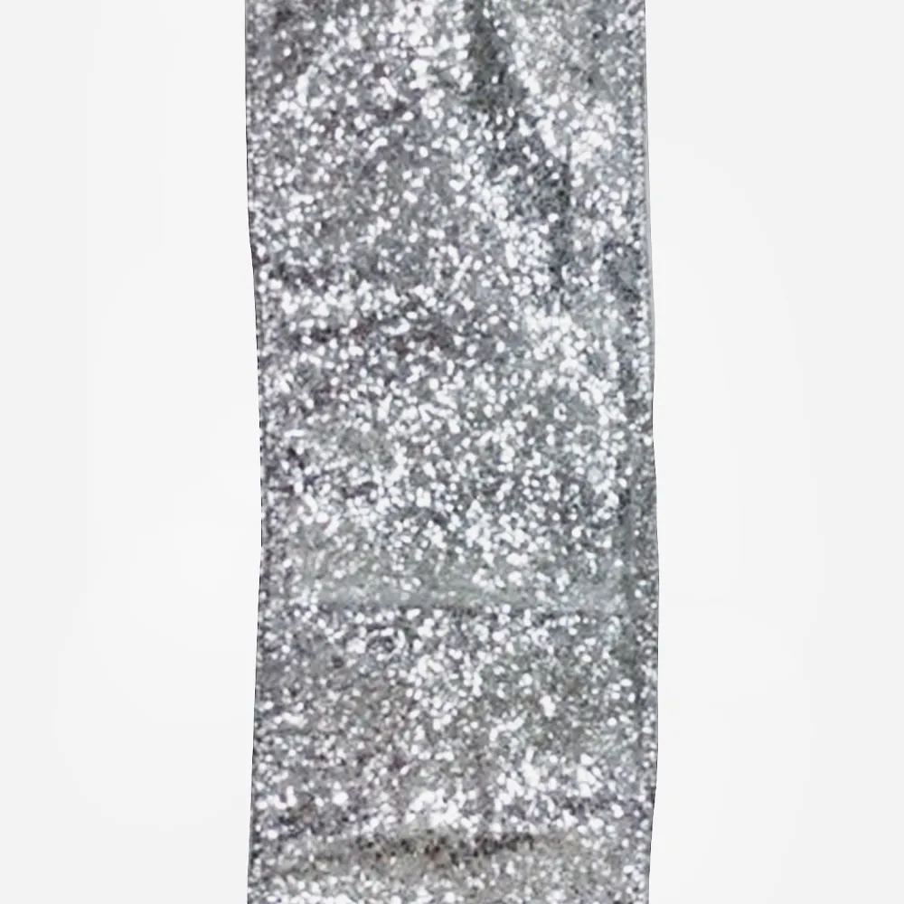 Clearance Christmas Forever WIRED RIBBON 2.5″x10 YDS. SILVER W/ GLITTER