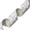 Hot Christmas Forever WIRED RIBBON 2.5″x10 YDS. STRIP BURLAP W/ WHITE ROYAL FLORAL