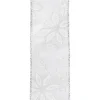 Best Christmas Forever WIRED RIBBON 2.5″X10 YDS WHITE BURLAP SATEEN W/ WHITE POINSETTIA