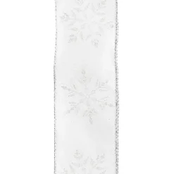 Online Christmas Forever WIRED RIBBON 2.5″X10 YDS WHITE SHEAR W/IRR. SNFLK