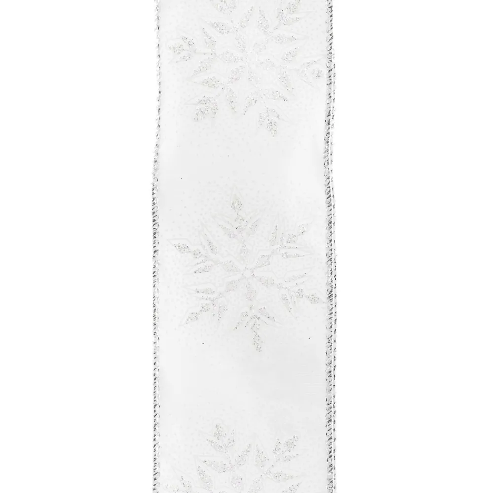 Online Christmas Forever WIRED RIBBON 2.5″X10 YDS WHITE SHEAR W/IRR. SNFLK