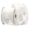New Christmas Forever WIRED RIBBON 2.5″x10 YDS. WHITE SHEER W/ TREES