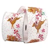 Outlet Christmas Forever WIRED RIBBON 2.5″x10 YDS. WHITE/RED W/ GINGERBREAD & SWIRL CANDIES