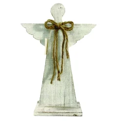 Sale Christmas Forever WOODEN ANGEL 15.5″ WHITE WASH FINIISH W/ YARN BOW