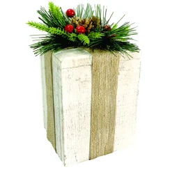 Discount Christmas Forever WOODEN GIFT BOX 3.5″x4.5″ WITH RUSTIC | BURLAP DECORATION