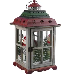 Outlet Christmas Forever WOODEN LANTERN 16″H W/ SNOWMAN SCENE