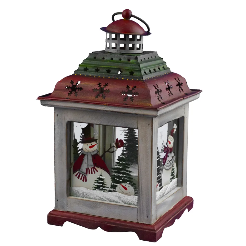 Sale Christmas Forever WOODEN LANTERN 11″H W/ SNOWMAN SCENE