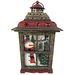 Online Christmas Forever WOODEN LANTERN 17″H W/SNOWMAN DESIGN 9″X9″X17″