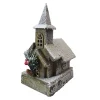 Clearance Christmas Forever WOODEN NAT. CHURCH 10″ W/ SNOW LED LIGHTS 3AA BATTERY W/ TIMER