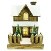 Outlet Christmas Forever WOODEN NAT. HOUSE 9.5″x13.5″ WITH LED LIGHTS SNOW & TREES