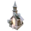 Online Christmas Forever WOODEN NAT./FLOCKED CHURCH 14.5″+10L W/ LED B/O (NOT INCLUDED) W/ TIMER