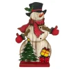 Online Christmas Forever WOODEN SNOWMAN STAND 12.5″ W/TREE AND PRESENTS